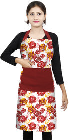 DECOTREE 100% Cotton Bib Apron with 2 Pockets, Adjustable Neck Strap and Extra Long Ties(Single Apron, Red)