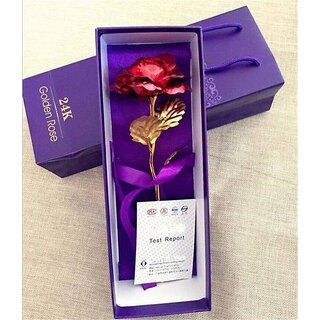 24 K Gold Plated Red Rose Gift Box For loved Showpiece - Gift for Valentine Day / mother Day / Marrage Anniversary