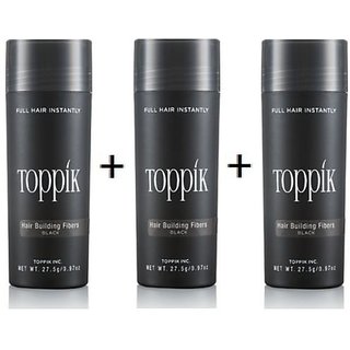Toppi-kk hair building fibers 27.5 g Black Color Pack Of 3 Hair concealer (BLACK PACK OF 3)