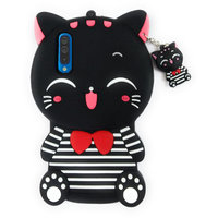 Shining Stars Cute Hello Big Kitty 3D Silicon Back Cover For Samsung Galaxy A50 (Black)