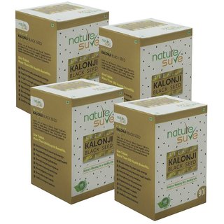                       Nature Sure Premium Kalonji Tablets for Men and Women (Black Seed or Nigella sativa)  4 Packs (90 Tablets Each)                                              