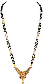 Asmitta Fancy Meenakari Work Gold Plated Matinee Style Mangalsutra For Women