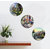 Kartik Flower Round Wall Paintings for Living Room with Wooden Frame and Without Glass - Set of 3