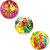 Kartik Flower Round Wall Paintings for Living Room with Wooden Frame and Without Glass - Set of 3