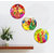 Kartik Flower Round Wall Paintings for Living Room with Wooden Frame and Without Glass - Set of 3