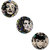 Kartik Flower Round Wall Paintings for Living Room with Wooden Frame and Without Glass - Set of 3