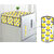 DECOTREE Combo Set of Cotton Fridge Top Cover with 6 Pockets and Cotton Fridge Handle Cover (Yellow, 2 Pcs Set)