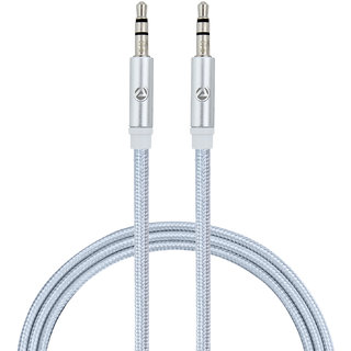 ARU ARX-11 1 Meter Braided Aux Cable- Silver