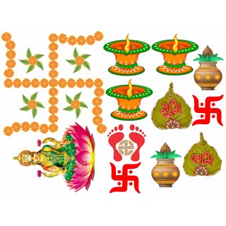                       Decor Villa Happy Diwali Combo Wall Sticker  Decal  (PVC Vinyl,Size- 58 cm x 33 cm)                                              