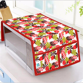 DECOTREE Microwave Oven Top Cover Cotton with Utility 4 Pockets (Size : 14 X 36 Inches, Red)