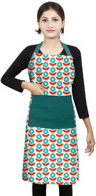 DECOTREE 100% Cotton Bib Apron with 2 Pockets, Adjustable Neck Strap and Extra Long Ties(Single Apron, Turquoise Blue)