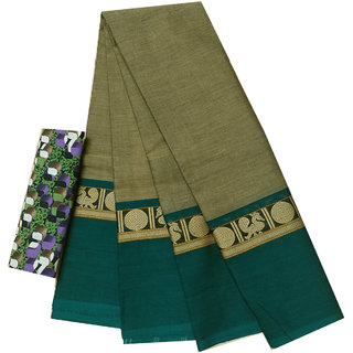 Women chettinad cotton saree with cotton blouse piece