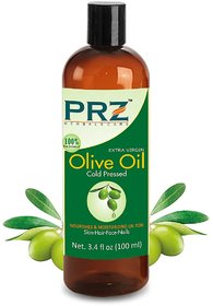 PRZ Olive Extra Virgin Cold Pressed Carrier Oil (100ML) - Pure Natural For Aromatherapy Body Massage, Skin Care  Hair ReGrowth
