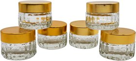 Glazzure Cute 10 ml Designer Rib Glass Bottles for Ointment, Cosmetics  Medicines with Golden Red Caps  Set of 6