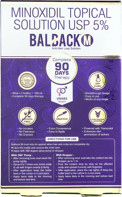 Buy Balback Anti Hair Loss Solution - 90 Days Therapy (90ml x2) Online @  ₹1152 from ShopClues