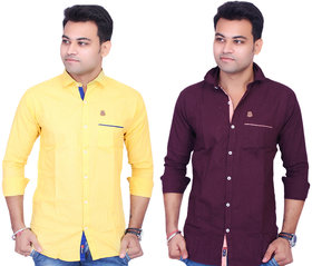 La Milano Men's Solid Cotton Casual Shirt