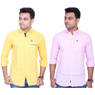 La Milano Men's Solid Cotton Casual Shirt