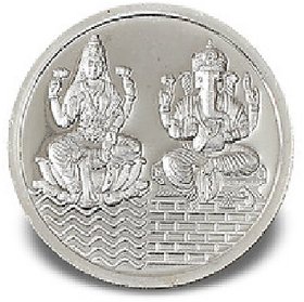 silver coin laxmi ganesh 20gm natural  pure silver coin for DIWALI by Ceylonmine