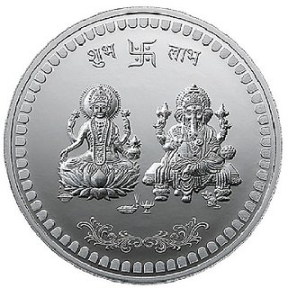 CEYLONMINE 20 gram Silver Ganesh  Laxmi Ji Coin