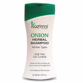 KAZIMA Onion Herbal Shampoo 200ML with Multi Vitamins  Milk Proteins For Anti Hair Fall Control, Hair Strengthening With Onion juice, Argan  Almond Oil (Volumizing - New  Improved) Advanced Repairing Smooth and Silky