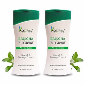 KAZIMA Bringha Anti Hair Fall Control Shampoo (200ml Pack of 2) For Clean Gently Nourish Hair, Falling Hair Intensive & Hair Growth Treatment - Contains power of 9 bringha plants