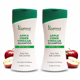 KAZIMA Apple Cider Vinegar Shampoo (200ml Pack of 2) with Coconut Milk | Argan oil & Miracle 10 Natural Ingredient in 1 | Idea For Intensive Repair & Revitalize, Frizz Defy Luster, Total Radiance, Perfect Color Protection