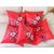 Digitally Printed Decorative and Designer Square Velvet Cushion Covers - Set of 5, (16 X 16) Red