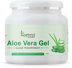 KAZIMA Pure Natural Raw Aloe Vera Gel (250 Gram ) - Ideal for Skin Treatment, Face, Acne Scars, Hair Treatment