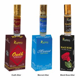 KAZIMA Sensual Exotic Attar Perfume For Unisex For Unisex Combo (3 Pcs Pack of 8ML Roll On) Free From Alcohol)