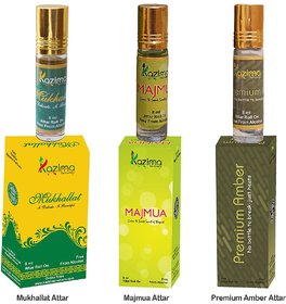 KAZIMA Charming Concentrated Attar Perfume For Unisex Combo (3 Pcs Pack of 8ML Roll On) Free From Alcohol)