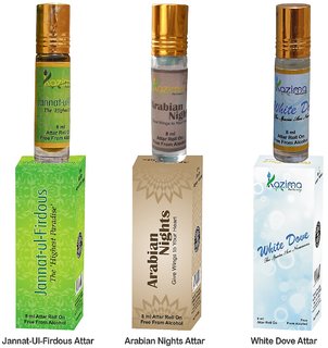 KAZIMA Sensual Young Heart Attar Perfume For Unisex For Unisex Combo (3 Pcs Pack of 8ML Roll On) Free From Alcohol)