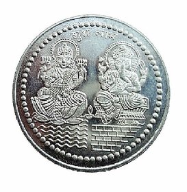 CEYLONMINE 10 gram Silver Ganesh  Laxmi Ji Coin