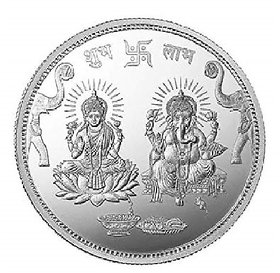 CEYLONMINE 10 gram Silver Ganesh  Laxmi Ji Coin