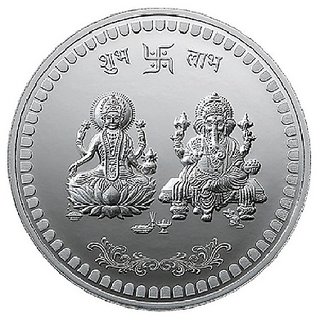                       CEYLONMINE 10 gram Silver Ganesh  Laxmi Ji Coin                                              