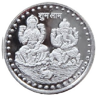                       laxmi ganesh silver coin 10gm for diwali puja by CEYLONMINE                                              