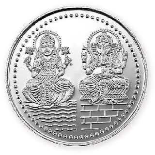 laxmi ganesh coin 10gm white gold plated coin for diwali by CEYLONMINE