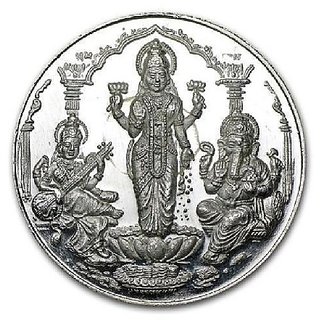                       CEYLONMINE 10 gram Silver Ganesh  Laxmi Ji Coin                                              