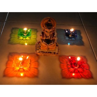 Buy Reflection Diya Multicolor Floating Transparent Navratri Diwali Diya Panti Pack Of 12 Diyas Online 199 From Shopclues
