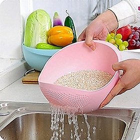 New Rice Plastic Pulses Strainer Fruits Vegetable Noodles Pasta Washing Bowl Strainer multi color