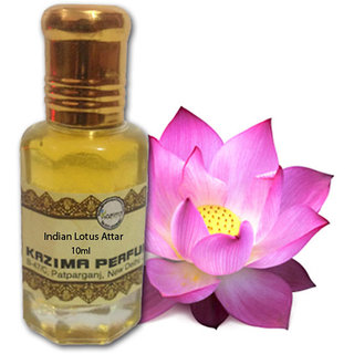 KAZIMA Indian Lotus Attar Perfume For Unisex (10ML) - Pure Natural Undiluted (Non-Alcoholic)