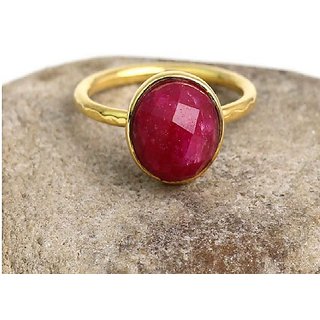                       Natural 5.25 Ratti Stone Ruby Ring  For Men  Women Original  Certified Stone Manik Gold Plated Stylish  Ring By CEYLONMINE                                              