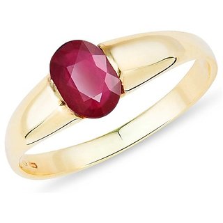                       CEYLONMINE- Original  Natural Ruby Gold Plated Finger Ring With Lab Certificate                                              