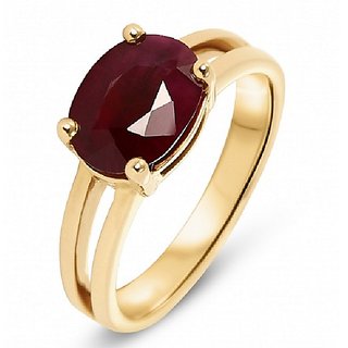                       CEYLONMINE- Original  Natural Ruby Gold Plated Finger Ring With Lab Certificate                                              