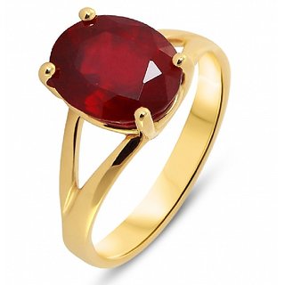                       5.25 carat Ruby (Chunni)  Gold Plated Ring For Astrological Purpose Original Ruby Manik Finger Ring By CEYLONMINE                                              
