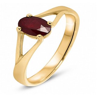                       CEYLONMINE- Ruby Stylish Ring 5.25 Ratti Manik Gold Plated Designer Ring For Unisex                                              