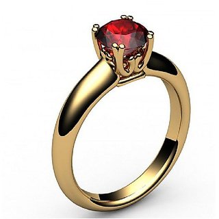                       CEYLONMINE- Original & Natural Ruby/Manik 5.25 ratti Gold Plated Finger Ring With Lab Certification                                              