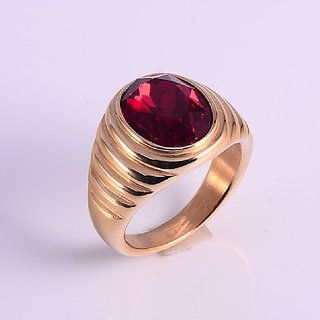                       5.25 Ratti Ruby Gold Plated Ring For Astrological Purpose Original Ruby/Chunni Stone Finger Ring By CEYLONMINE                                              