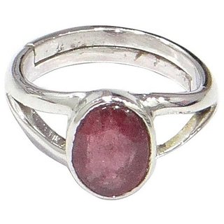                       CEYLONMINE- Original Ruby Stone  Stylish Ring 5.25 Ratti IGI Manik(Chuuni) stone Silver Plated Designer Ring For Unisex                                              