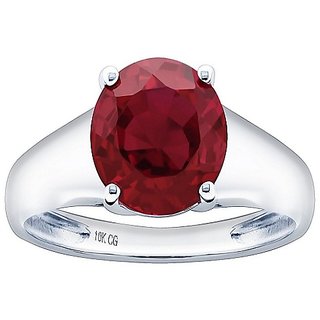                       Certified Ruby Stone Ring Original  Natural Manik Silver Plated Ring Adjustable Ring For Unisex By CEYLONMINE                                              
