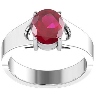                       Natural Ruby Silver Plated Ring 5.25 carat Original & Effective Stone Finger Ring For Astrological Purpose By CEYLONMINE                                              